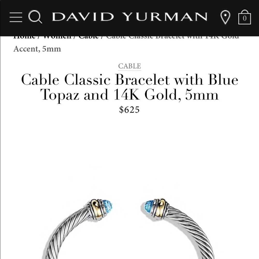 David Yurman Cable Classics Blue Topaz Bracelet